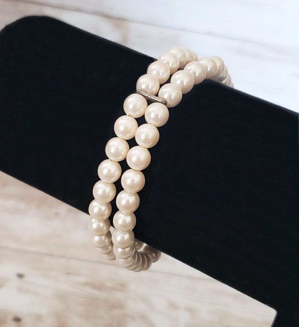 Vintage Bracelet - Double Row Faux Pearl Bracelet